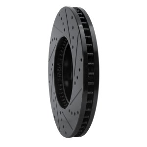 Lexus IS300 Brake Rotor (1) - Front Left - R1 Concepts - Drilled & Slotted - Black - `92-`10